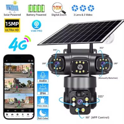 4G Triple Lens Solar CCTV Camera
